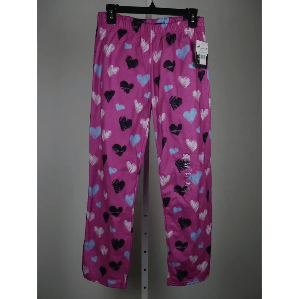 Brooklyn Cloth Girls Heart Print Lounge Pajama Pants Pink Design XL 18/20